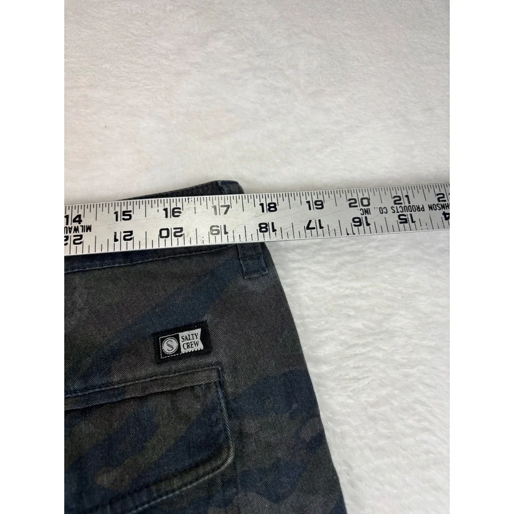 Salty Crew Mens 34x32 Cargos Tiger Stripe Dark Camo Cargo Pants Dark Green Brown
